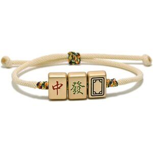 Chinese Mahjong Lucky Bracelet Cotton Adjustable Unisex Jewelry Accessory